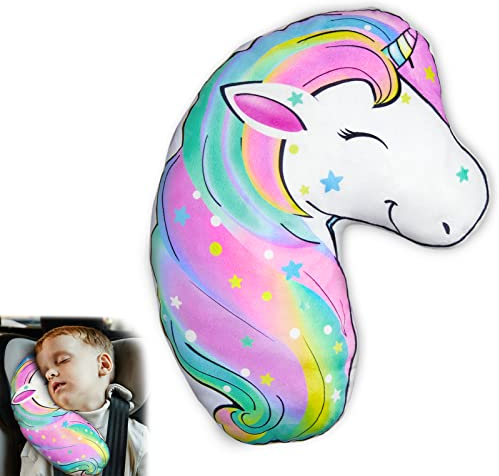 Beinou Coussin de Ceinture de Sécurité Enfant Protection Ceinture de Sécurité Protege Siege Rehausseur Voiture Coussin Cale Tete Voiture pour Filles Garçons Voyage, Polypropylène