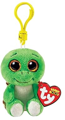 TY Schlüsselring, Beanie Boos Clips, Schildkröte, Turbo-Grün und Braun, mit goldenen Augen, Glitzer-Plüsch, mit großen Augen, 12 cm-35250, Mehrfarbig, T35250