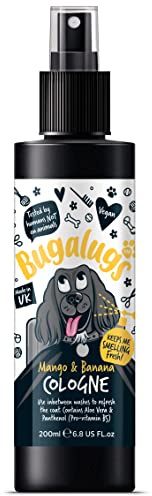 BUGALUGS Dog Cologne perfume with a tropical Mango & Banana Fragrance - vegan dog deodorant deodoriser spray use with our professional groom Dog Shampoo For Dogs, Cats & Pets (200ml)