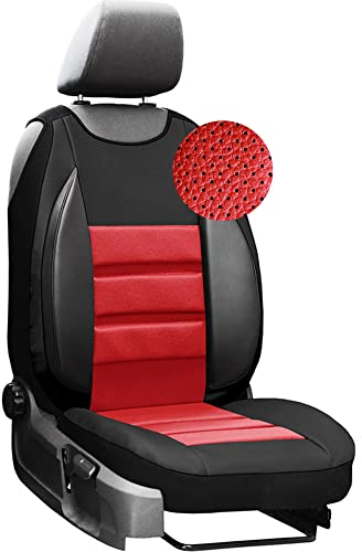 Moltico Autositzbezug – Universal-Sitzbezug – Autobezug – Öko-Leder – Autositzbezug – Sitzunterlage – Vordersitzschutzbezug – Rot