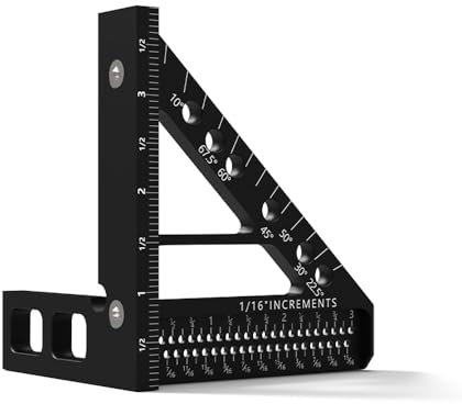 Punta de trazar HUIOP Regla de calibración CrossLine Línea vertical Ángulo de 45 ° Medidor de ángulo recto Regla de ángulo Trazador de aleación de aluminio Regla de medición de carpintería Accesorio d
