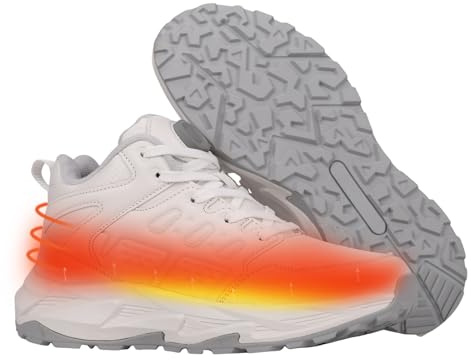 Kvinnor män vandringsskor, vinterskor varma sneakers, uppladdningsbara uppvärmda skor, vandring halvskor (vita, vuxna, 35, numeriska, EU skostorlekssystem, M)