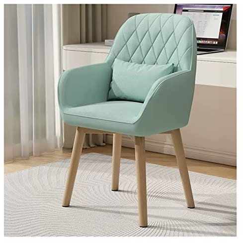 Mid Century Moderner Drehstuhl aus Samt mit Armlehnen und Holzbeinen, ergonomischer Büro-Schreibtischstuhl, grüner Leinenstoff, Esszimmerstuhl