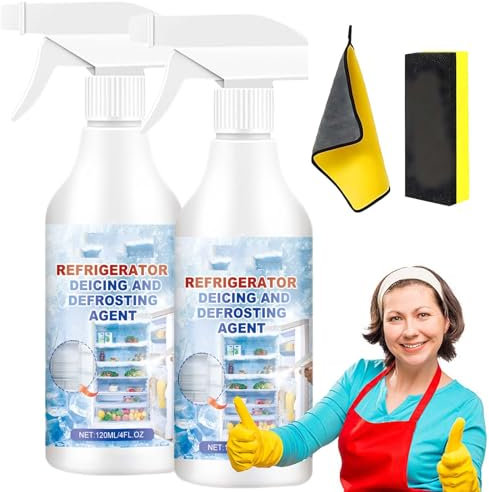 2025 New Defrosting Spray for Fridge Freezer, Fridge Freezer Defrosting Spray, Fridge Freezer De-Icer Spray Defrost Ice Deicer 120ml, Powerful Defrosting Spray for Fridge Freezer (2)