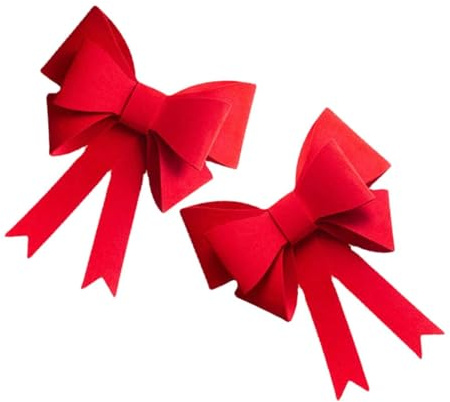 BIUDECO 2 Piezas Lazo Grande Rojo para Cortinas con Lazo Decorativo Elegante para Árbol de Navidad Regalos y Decoración de Bodas Interiores y Exteriores
