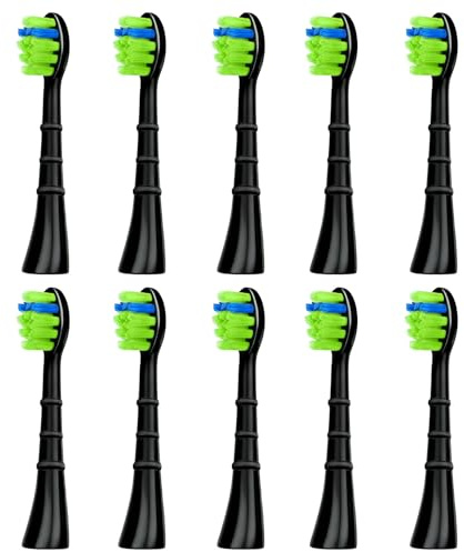 10 Stück Bürstenköpfe passend für Happybrush VIBE 3 Aufsteckbürsten Ersatzbürsten, Nachhaltige Aufsteckbürsten, Aufsätze Ersatzbürstenkopf passend für Eco VIBE 3 Zahnbürste Schallzahnbürste
