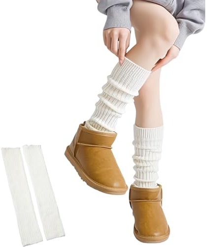 Zwenjuan Jambières Blanches Femme Coton Stretch Guêtres Mollets pour Danse Fitness Yoga Sport Y2K Party Accessoire Années 80