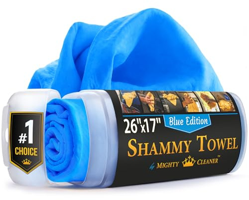 Mighty Cleaner Premium Shammy Cloth - Super Absorbent Reusable Chamois Towel - Scratch-Free Car Drying Towel (26”x17”)
