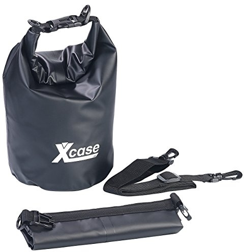 Xcase Regenfester Packsack: Wasserdichter Packsack, strapazierfähige Industrie-Plane, 5 l, schwarz (Trockentasche, Gepäcksack, Sack)