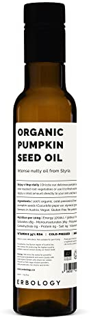 Erbology Organic Pumpkin Seed Oil 250ml - Cold-Pressed to a Traditional Recipe - Sustainably Sourced from Styria, Austria - Premium Quality
