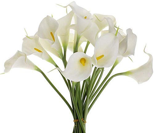 Uteruik Bouquet de fleurs de lys calla artificielles en latex, toucher réaliste, lot de 10 (#8)