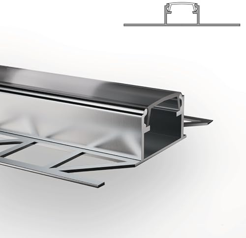 INNOVATE LED Fliesenprofil mit Diffusor [T-Profil 2m Silber-Klar] Fliesenschiene Dusche LED Streifen 2m I Kantenschutz Fliesen Küche I Indirekte Beleuchtung Badezimmer Duschnische