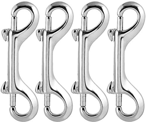 Doppel Karabinerhaken Edelstahl Doppelkarabiner Karabinerhaken Bolzenschnapper Doppelhaken Karabiner Doppel Ended Bolzen Zinkdruckguss Vernickelt für Bergsteigen Hängematte Hundeleine 4er Set