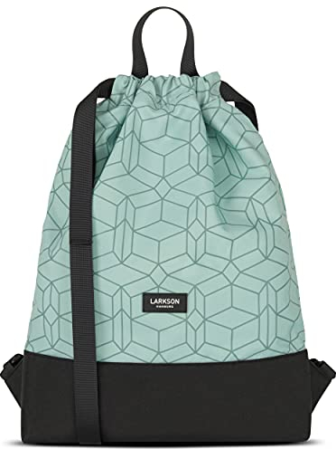 LARKSON Turnbeutel Damen & Herren Mint - No 7 - Rucksack Damen für Sport und Festival - Beutel Rucksack Klein mit Innentasche - Außentasche für Schnellzugriff