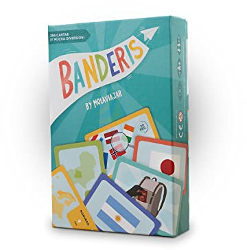 MOLAVIAJAR Juego de Banderas del Mundo, BANDERIS. Juego de Cartas con 200 Banderas de países y Sus Capitales Viajes