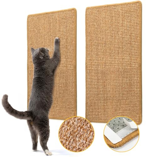 Conlun Kratzmatte Katze Wand,Natürlich Sisal Kratzteppich Katze,Horizontale Kratzmatte für Katzen,Katzenboden Kratzpad,Katzen Kratzmöbel,Ecken Kratzschutz für Sofas&Couch(M, 59x39 cm)
