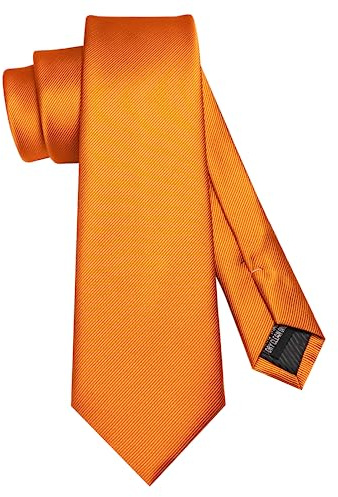JEMYGINS Cravate en soie pour homme 7 cm, Orange, M