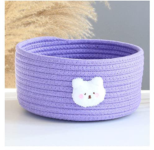 SHTGOI Cesto portaoggetti in corda di cotone intrecciato, per ufficio, camera da letto, 25,5 x 11,5 cm, viola