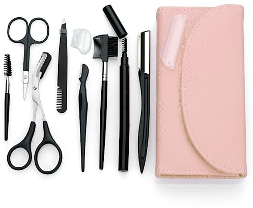 SWINILAYA Augenbrauen-Set: 9-teilig mit Pinzette, Brauenstift, Kamm, Rasierer, Bürste und Schere für perfekte Augenbrauenpflege wift Gift Box