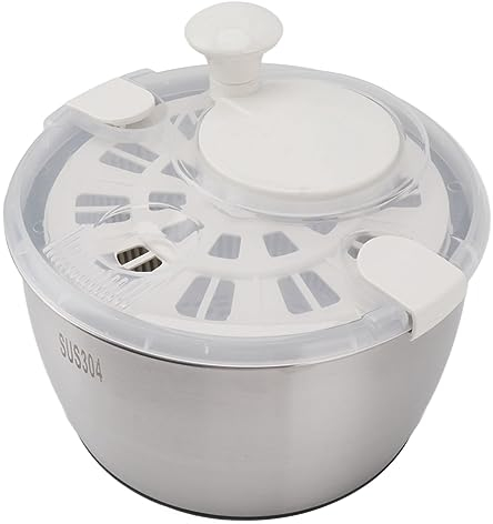 Centrifugador de Ensalada, Gran Capacidad Doble Capa Spinner Lechuga de Acero Inoxidable, Mango de La Cesta de Lavado Frutas Y Verduras Drenaje, para Lavar Secar Verduras de Hoja