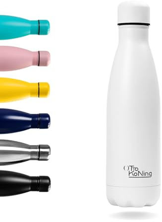 Otto Koning Edelstahl Thermosflasche 500ml - Doppelwandige Vakuumisolierte Thermoskanne 0,5L - Auslaufsichere und BPA-freie Trinkflasche mit Stilvollem Design