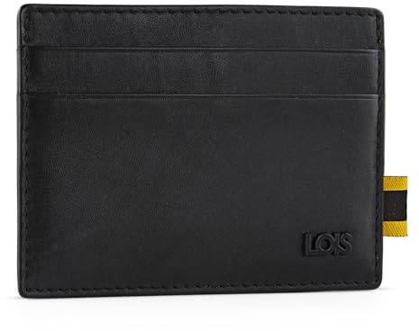 Lois - Cartera Tarjetero RFID para Hombre y Mujer, Pequeño, Billetera, Negro
