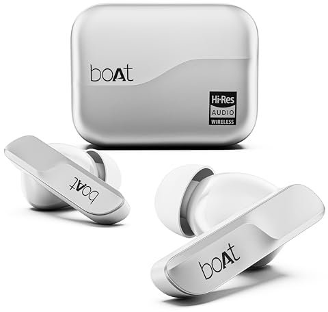boAt Airdopes 800 HiDef, Hi-Res Audio LDAC, 4Mic ENx, App Support, ASAP Charge, IPX5, Low Latency, Dual Pairing, BTv5.3, Bluetooth Earbuds, TWS Ear Buds Wireless Earphones (Sterling Silver)