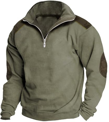 Sweatshirt en Polaire à Manches Longues et Fermeture éclair 1/4 pour Homme 2026 Pull d'hiver Chaudes Pullover Sweater