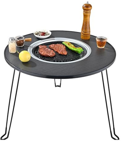 Barbecue portable au charbon de bois avec table d'appoint pliable pour la cuisine en plein air, le camping, la randonnée, les pique-niques et la randonnée, compact et léger