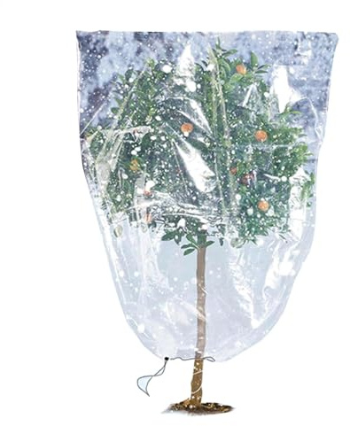 Cubiertas para plantas, protección contra congelación, cubiertas transparentes para refugios de plantas, impermeable, protector de lluvia, heladas, bolsa de polietileno con cordón para arbustos,