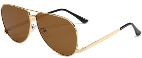 Long Keeper Retro Pilot Sonnenbrille Herren Damen 70er 90er Jahre Flache Pilotenbrille Klassisch Quadratische Metall Piloten Sonnenbrille UV400 Schutz