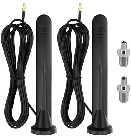 2 Pezzi Antenne Esterna 5G 4G LTE, Antenna a Ventosa 5G, Amplificatori di Segnale Omnidirezionali 15DBI, Impermeabili, per Interni ed Esterni, Connettore SMA e Porta TS9, Base Magnetica