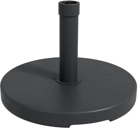 Outsunny Base per Ombrellone da Giardino in HDPE e Cemento, Basamento per Ombrellone Rotondo con Manovella Integrata, Supporto per Ombrelloni con Pali Ø24-38mm, per Esterno e Patio, Peso 15kg, Nero