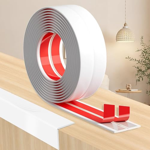 Baguette d'angle PVC Moulure Adhesive, Corniere Moulure Plafond Protection Angle Mur (blanc, 2cm x 4m)