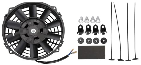Nicear 7 12 V 80 W Schlanker Elektrischer KüHlerlüFter - Universeller MotorlüFter Mit Gebogenen FlüGeln Und Montagesatz Abs Schwarz FüR Pkw Lkw Heizungs- Und LüFtungssysteme