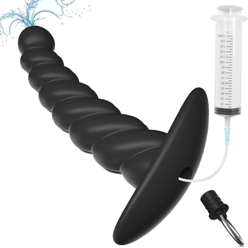 BDSMAGE Twist-Form Dildo Anal Analdusche aus Silikon mit Spritze,Klistier Douche,AnalSpülung,Klistier Vaginal Anal Spülung Irrigator Anal Dusche,Vaginal Sexspielzeug für Männer und Frauen (Medium)