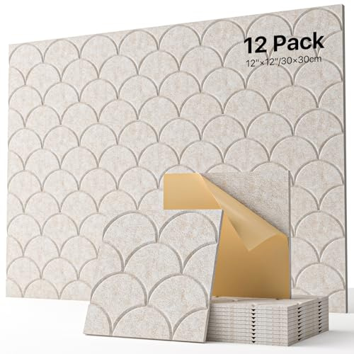 Soundsbay 12 uds. paneles acústicos autoadhesivos, protección acústica absorbente de sonido, paneles acústicos de poliéster para aislamiento acústico, paneles de protección acústica para tratamiento
