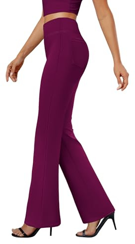 DLOODA Womens Bootcut Dress Pants Business Casual Work Pants with Pockets | Comfortable Stretch Fabric, High Waist, Pull On, Faux Fly, Flattering Fit, Office Slacks, Versatility, Casual, Travel