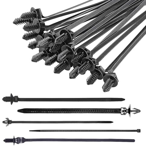 Abrazaderas de nailon – Bridas para cables automotrices, sujetadores a presión, herramienta de gestión de cables, organizador de coche y con construcción robusta | Cable de nailon automotriz