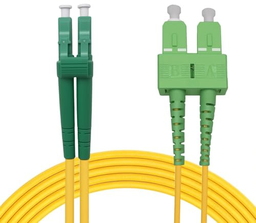synfarin - Cavo in fibra ottica da 10 m LC/APC a SC/APC singlemode 2,0 mm - OS2 Duplex, LSZH, giallo, bassa attenuazione per router e ONT, data center, 10 metri