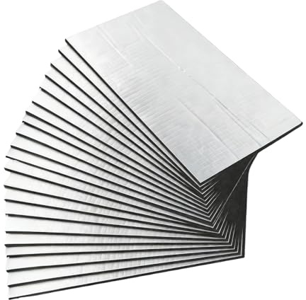 Plstod 20 stycken isolerande mattor, bil, 25 x 18 cm, ljudisoleringsmatta, värmeskyddsmatta, självhäftande billjudisolering, universal, motorhuv, brandsäker, fuktsäker, ljudisolering