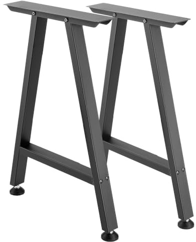 VEVOR Pieds de Table Trapézoïdaux 740x550 mm Lot de 2, Pieds de Bureau en Acier au Carbone, Charge Max. 1000 kg pour Bureau, Table à Manger, Établi, Plan de Travail et Table de Bar, avec Patins, Noir