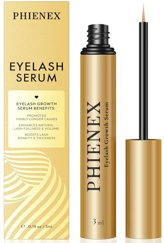 PHIENEX 2026 New Version Eyelash Growth Serum – Rapid Growth for Longer, Fuller & Thicker Lashes, Natural Formula, Vegan & Cruelty-Free, with US DermaCraft Labs’ Botanical Peptide Complex (mental)