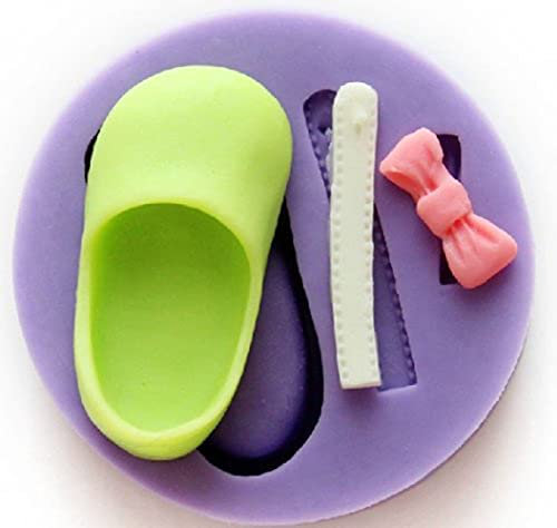 LC X1102 Silikonform mit Schuh und Schleife, für Fondant, Zucker, Kunstharz, für Bastelarbeiten, Kuchendekoration