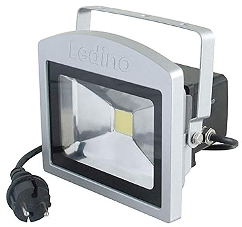 Ledino Benrath 11150106001111 Projecteur LED anti-panique 10 W 6500 K argenté (spot halogène projecteur LED) Indice de protection : IP54/Tension nominale : 100-240 V/Puissance lumineuse : 10 W