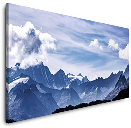 Alpenpanorama 120x 60cm Panorama Leinwand Bild XXL Format Wandbilder Wohnzimmer Wohnung Deko Kunstdrucke