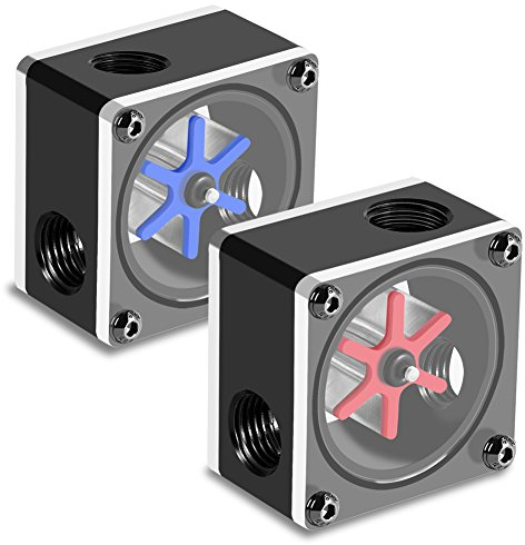 Misuratore del flusso d'acqua, indicatore del flussometro del sensore del flusso d'acqua a 3 vie per il di raffreddamento ad acqua del PC, 6 giranti, filetto G1 / 4