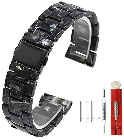 Kai Tian Harz Uhrenarmband für Damen Herren 20mm 22mm, Schnellverschluss Ersatz Uhrenarmbänder Faltschließe Schnellverschluss für Smartwatch, Licht Mode Hautfreundliche Armband
