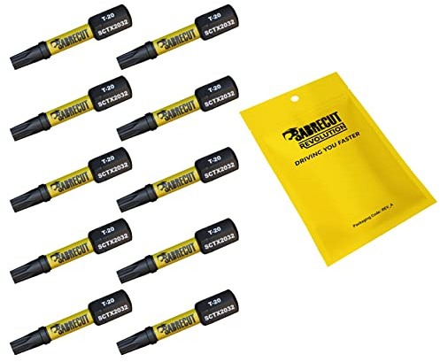 10 x SabreCut SCTX2032_10 32 mm T20 TX20 Jeu d'embouts de tournevis à percussion magnétique Torx Heavy Duty Compatible avec Dewalt Milwaukee Bosch Makita et plus