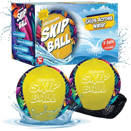 The Ultimate Skip Ball – Vattenstudsboll (2-pack + gratis Skip-skiva) (Gul - Djungel)